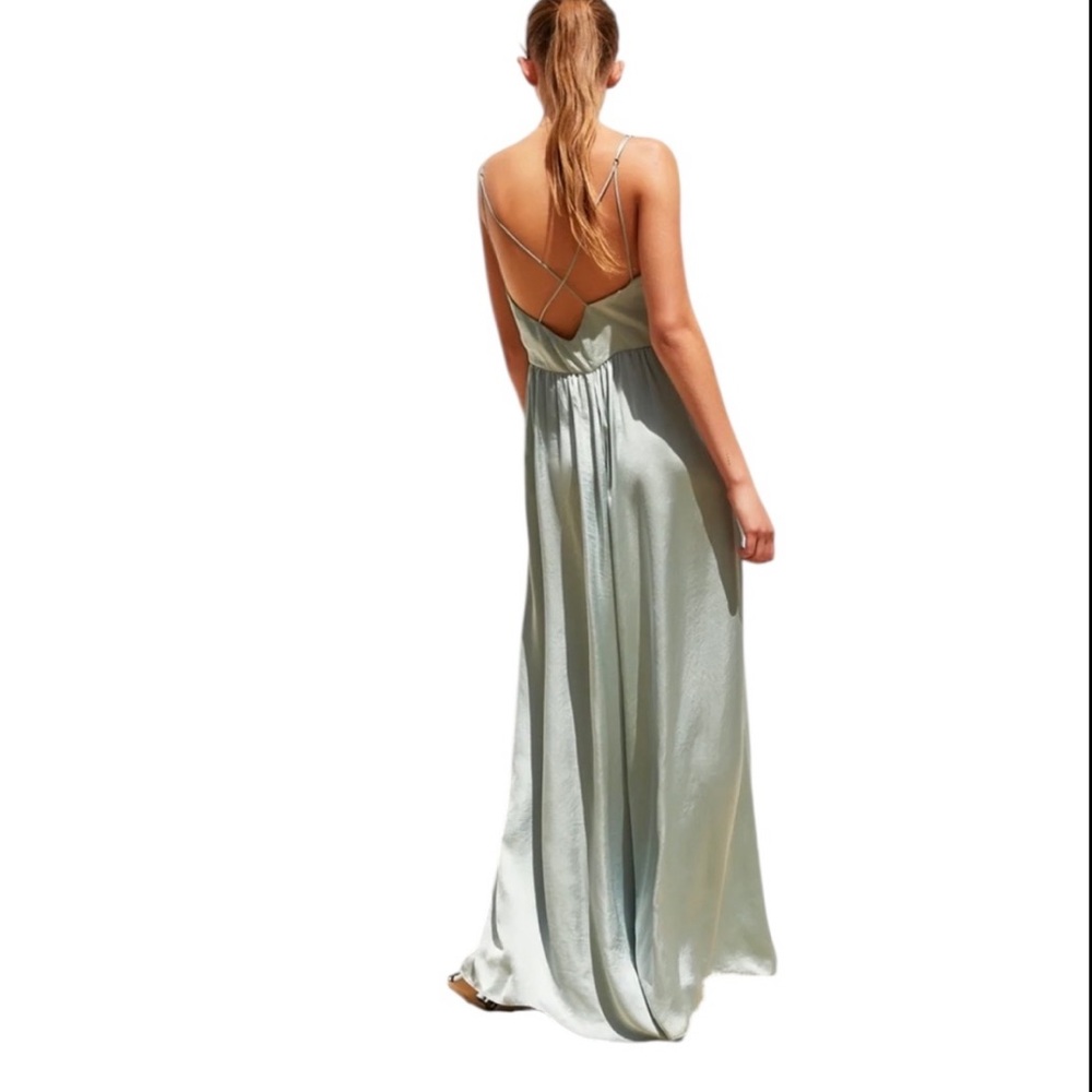 ZARA Women’s Mint Green Wide Leg Satin Jumpsuit ~ Size M - Picture 6 of 15